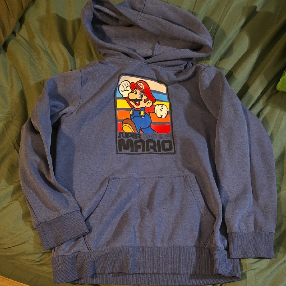 Nintendo Boys' Heather Blue Super Mario Pullover Hoodie